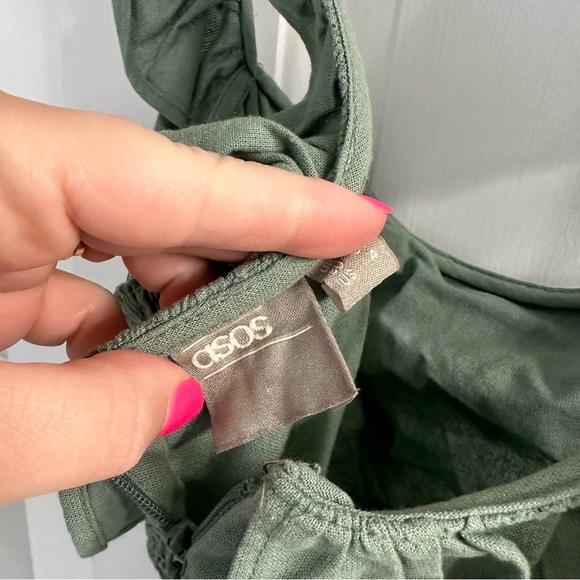 ASOS Green Mini Dress with ruffles - Picture 3 of 4